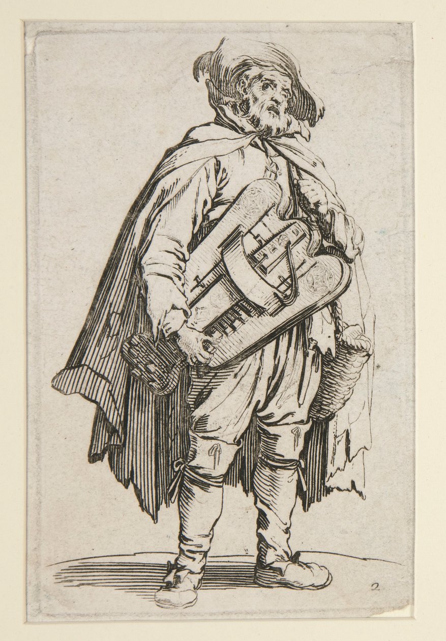 Vinterspelaren från The Beggars (Le Joueur de Vielle) av Jacques Callot
