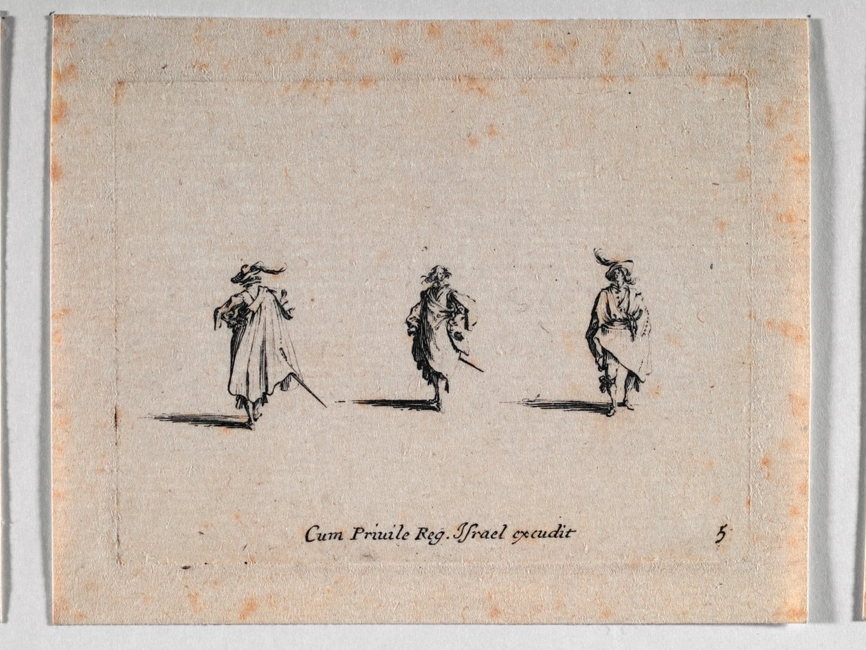 Tre kavaljerer, ur Les Fantaisies de Noble J. Callot ... av Jacques Callot
