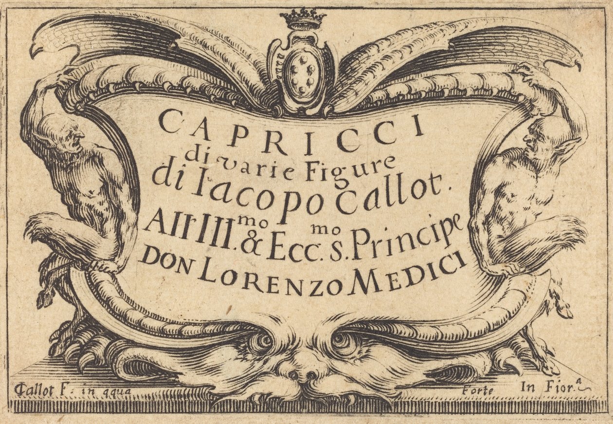 Titelsidan för The Capricci, c. 1617. av Jacques Callot