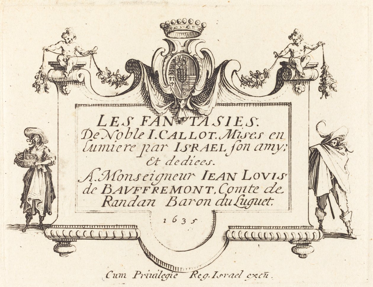Titelsida för "Fantasierna" av Jacques Callot