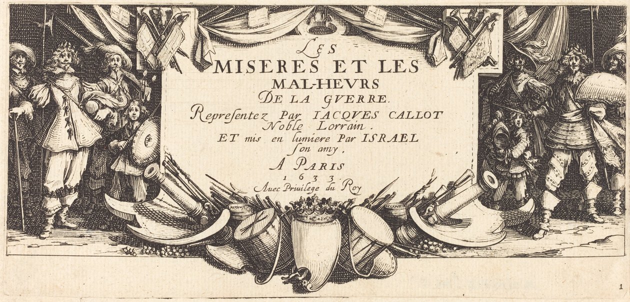 Titelsida för "The Large Miseries of War" av Jacques Callot