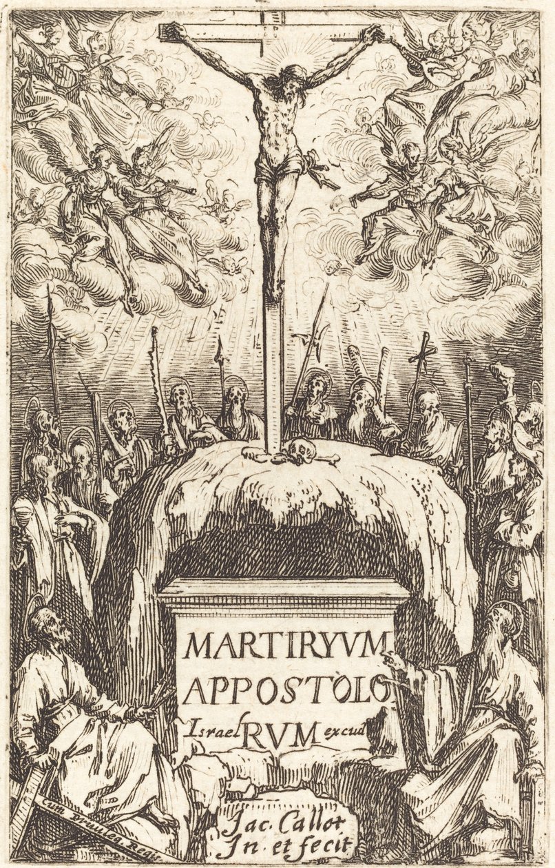 Titelsida för "Apostlarnas martyrskap" av Jacques Callot