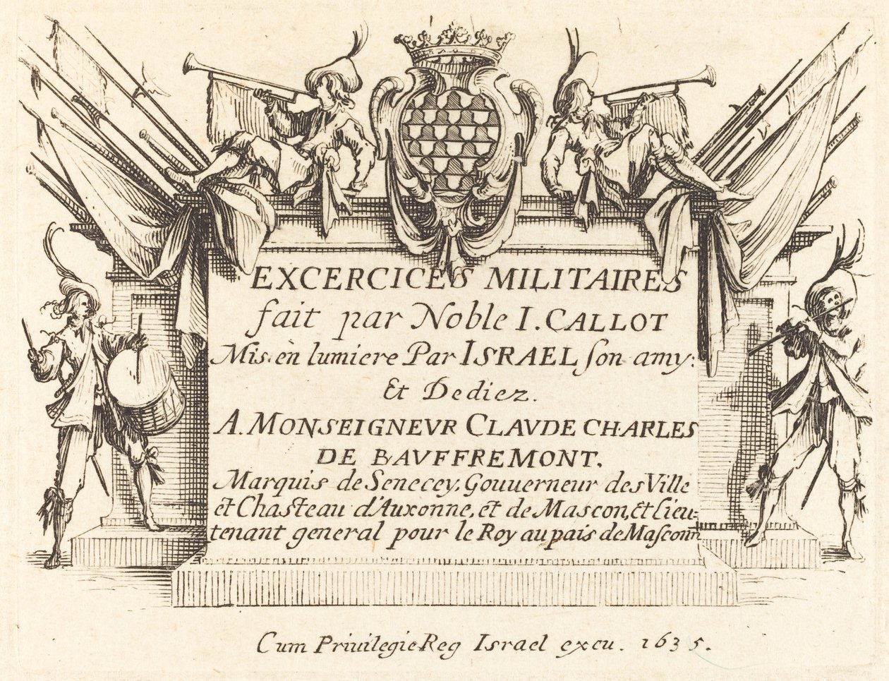 Titelsida för The Military Exercises, 16341635. av Jacques Callot