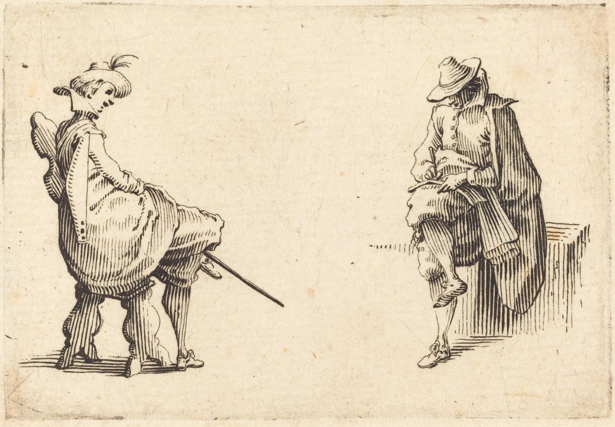 Två sittande figurer av Jacques Callot