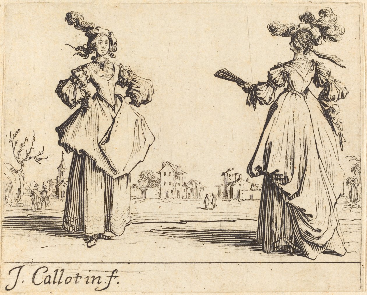 Två Samhällskvinnor av Jacques Callot