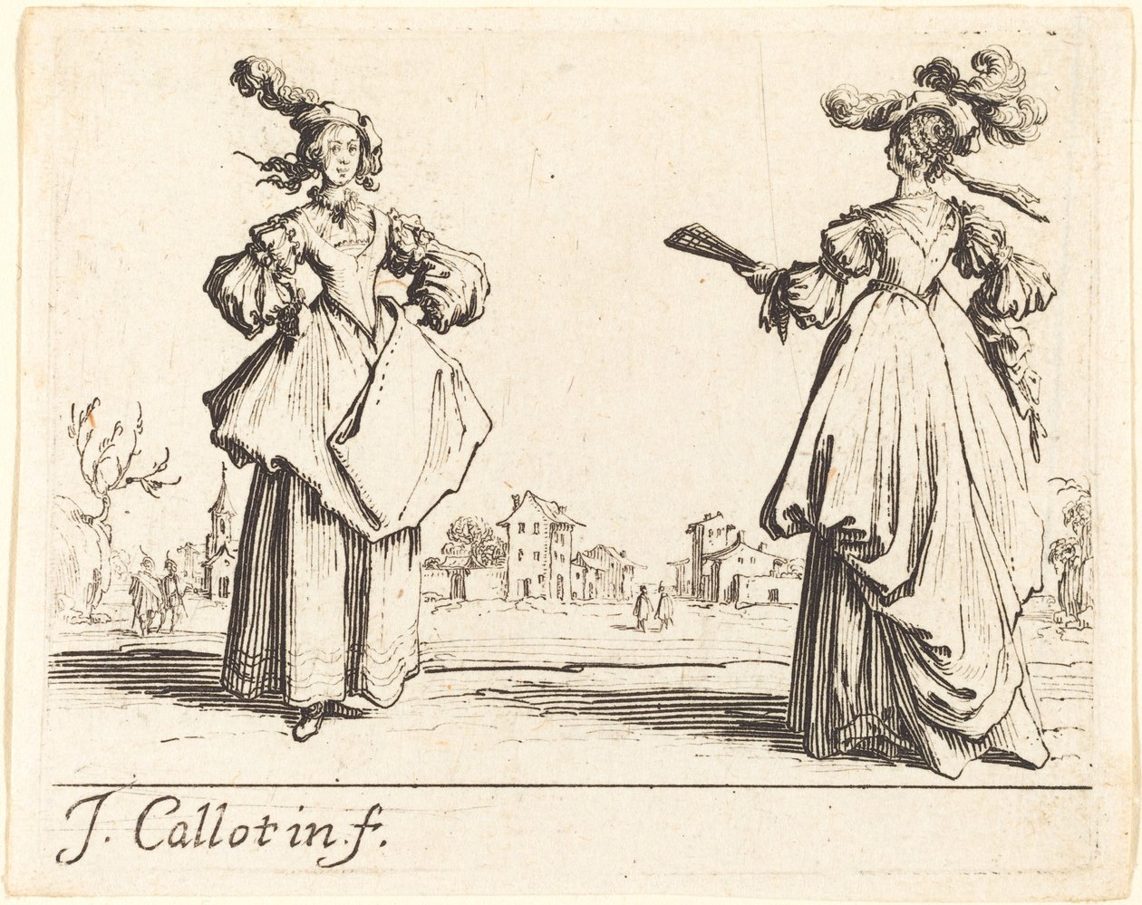 Två Samhällskvinnor av Jacques Callot