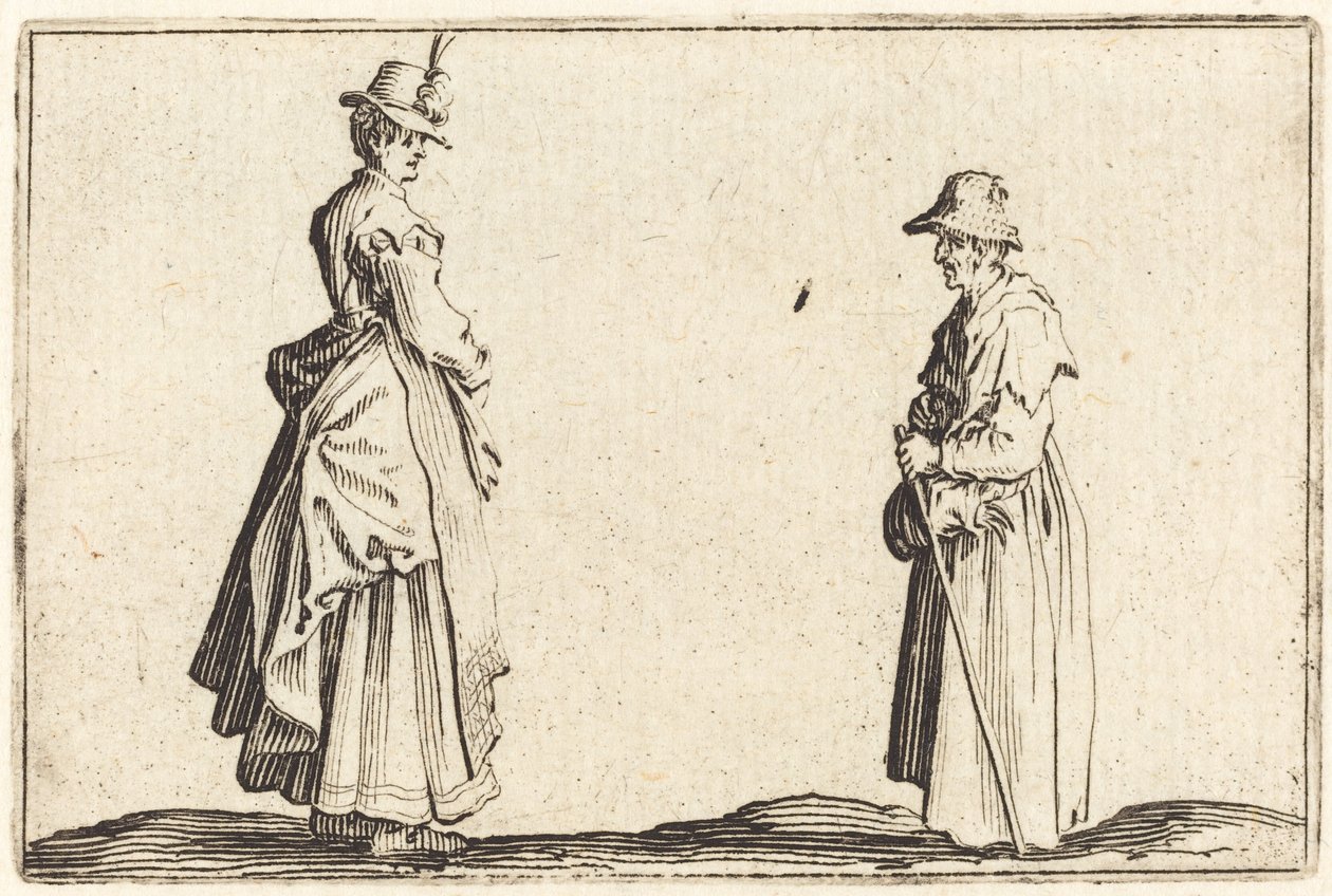 Två kvinnor i profil av Jacques Callot