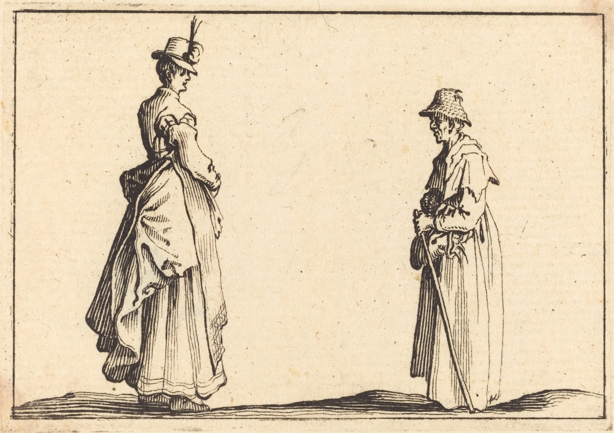 Två kvinnor i profil, ca. 1617. av Jacques Callot