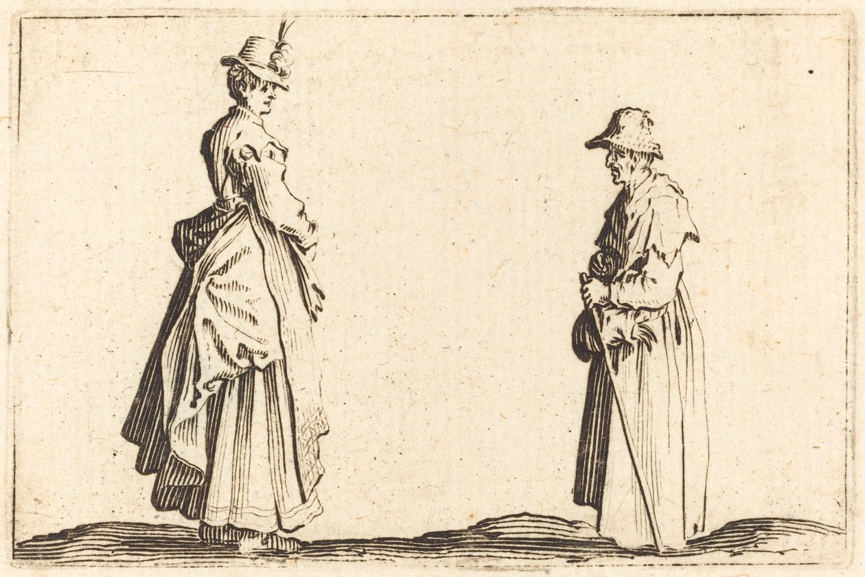 Två kvinnor i profil, ca. 1622. av Jacques Callot