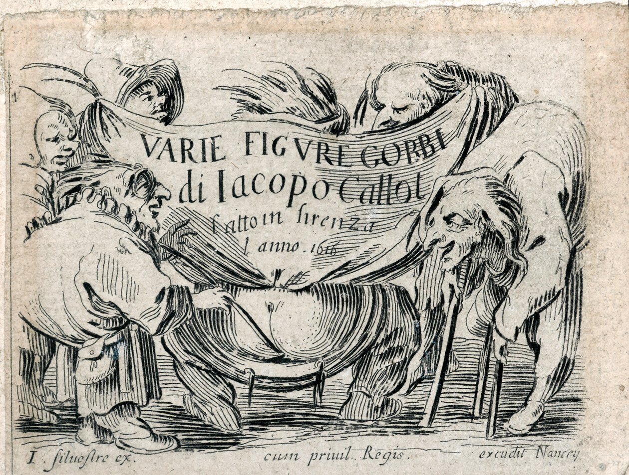 Varie Figure Gobbi, titelsida med 21 gravyrer ... (gravyr) av Jacques Callot