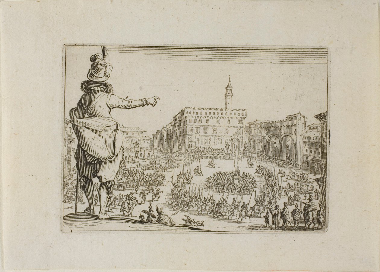Utsikt över Piazza Signoria, från The Caprices av Jacques Callot