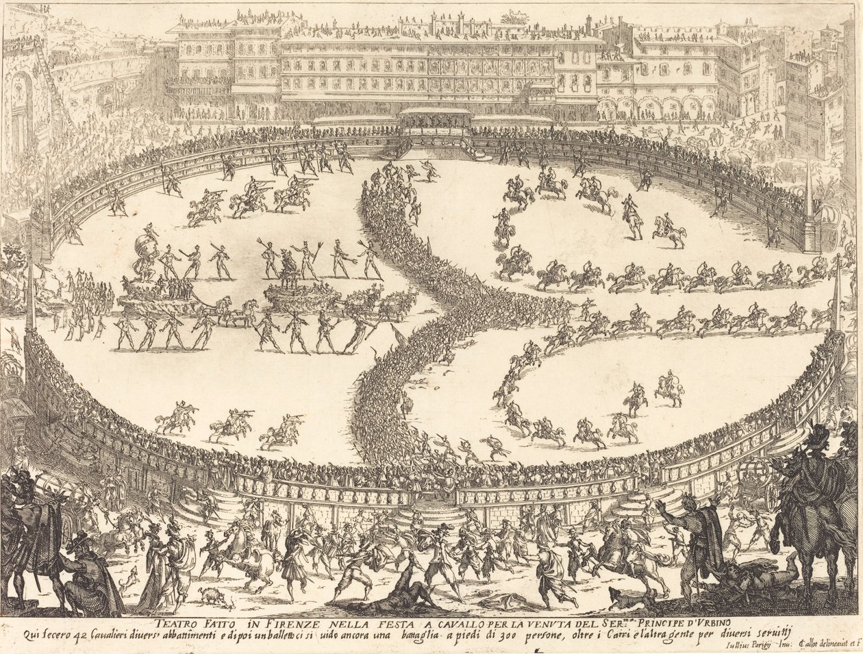 Utsikt över festivalen, 1616. av Jacques Callot
