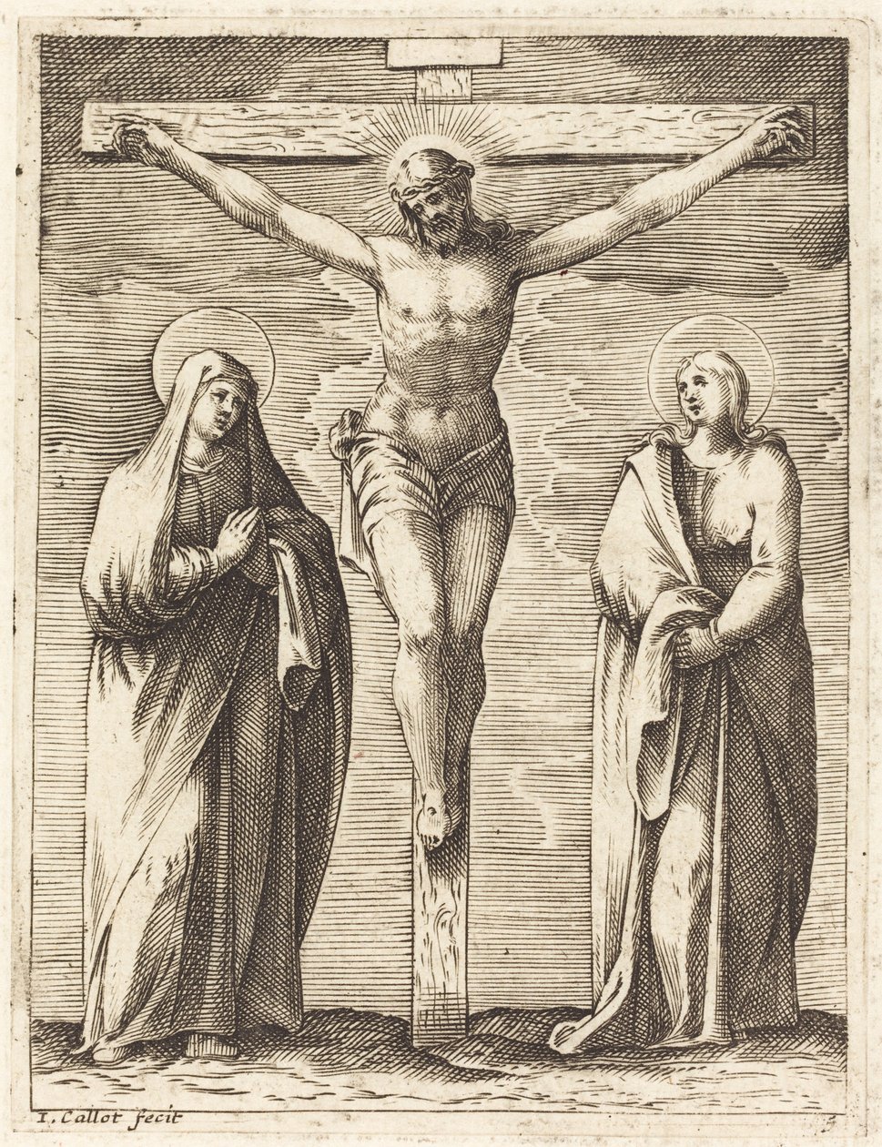 Jungfru Maria och Johannes vid korsets fot av Jacques Callot
