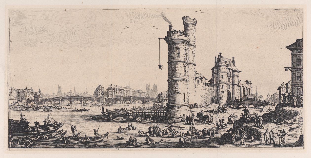 Utsikt över Pont-Neuf, ur ”Les Deux Grandes Vues de Paris” (De två stora vyerna över Paris) av Jacques Callot