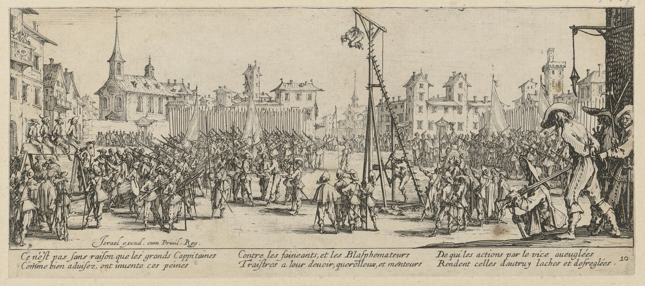 Gunggalgen, blad 10 i serien ”Krigets fasor” av Jacques Callot