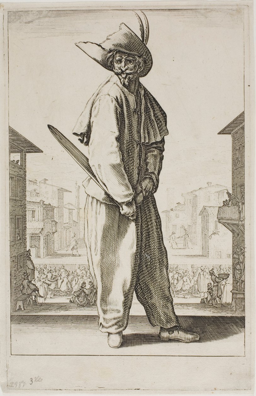 Zanni, från Tre italienska komiker av Jacques Callot