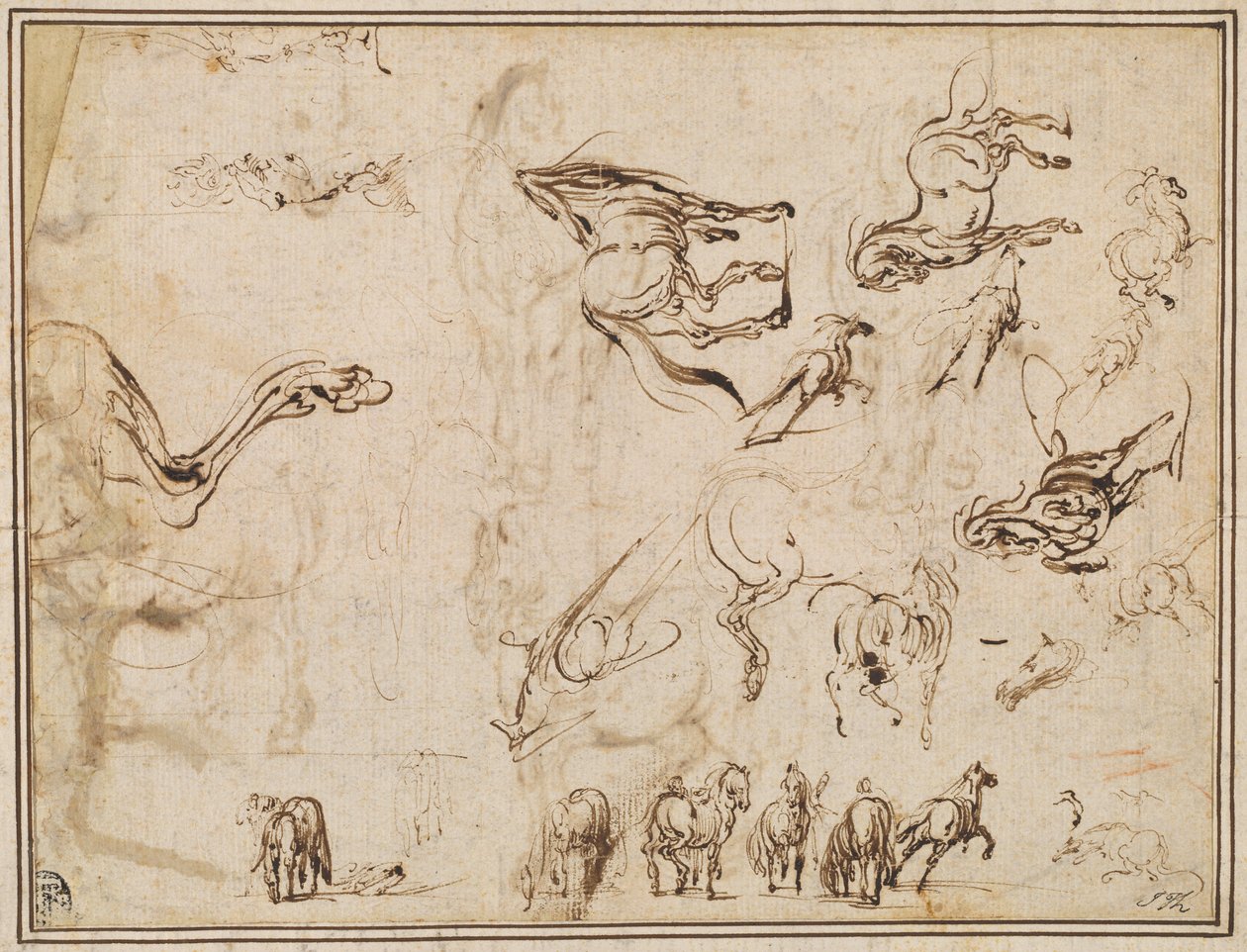 Studier av hästar [verso] av Jacques Callot after Antonio Tempesta