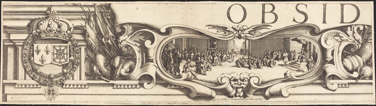 Belägringen av La Rochelle [skylt 1 av 16; uppsättningen omfattar 1952.8.97-112] av Jacques Callot and Abraham Bosse