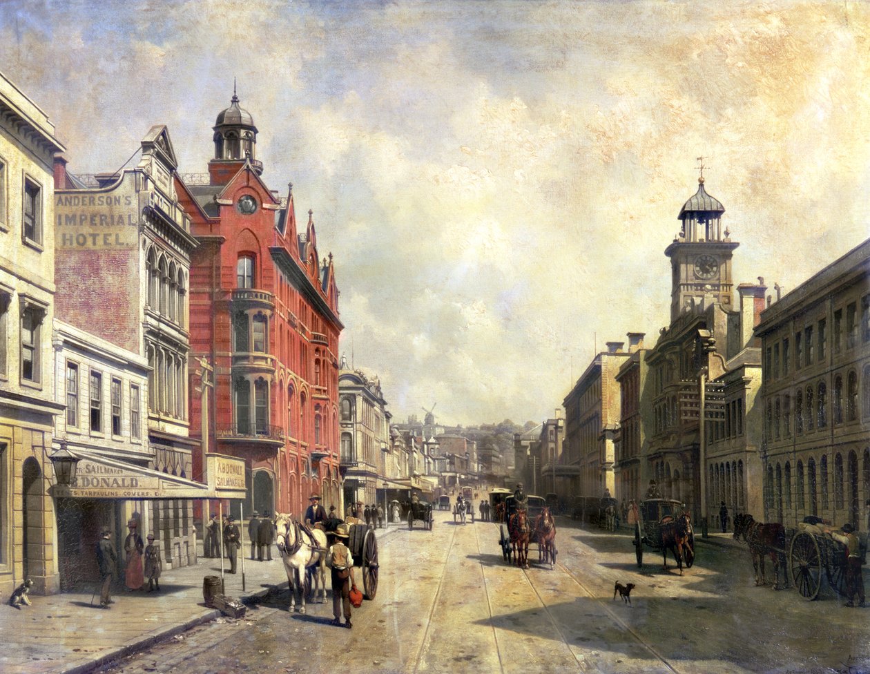 Utsikt över Queen Street, Auckland av Jacques Carabain