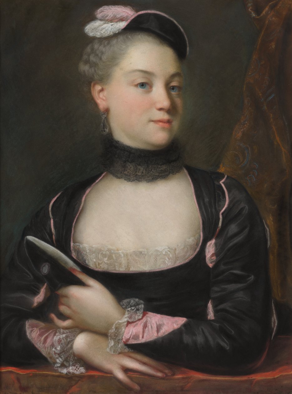 Porträtt av en fransk skådespelerska, ca. 1746. av Jacques Charles Allais