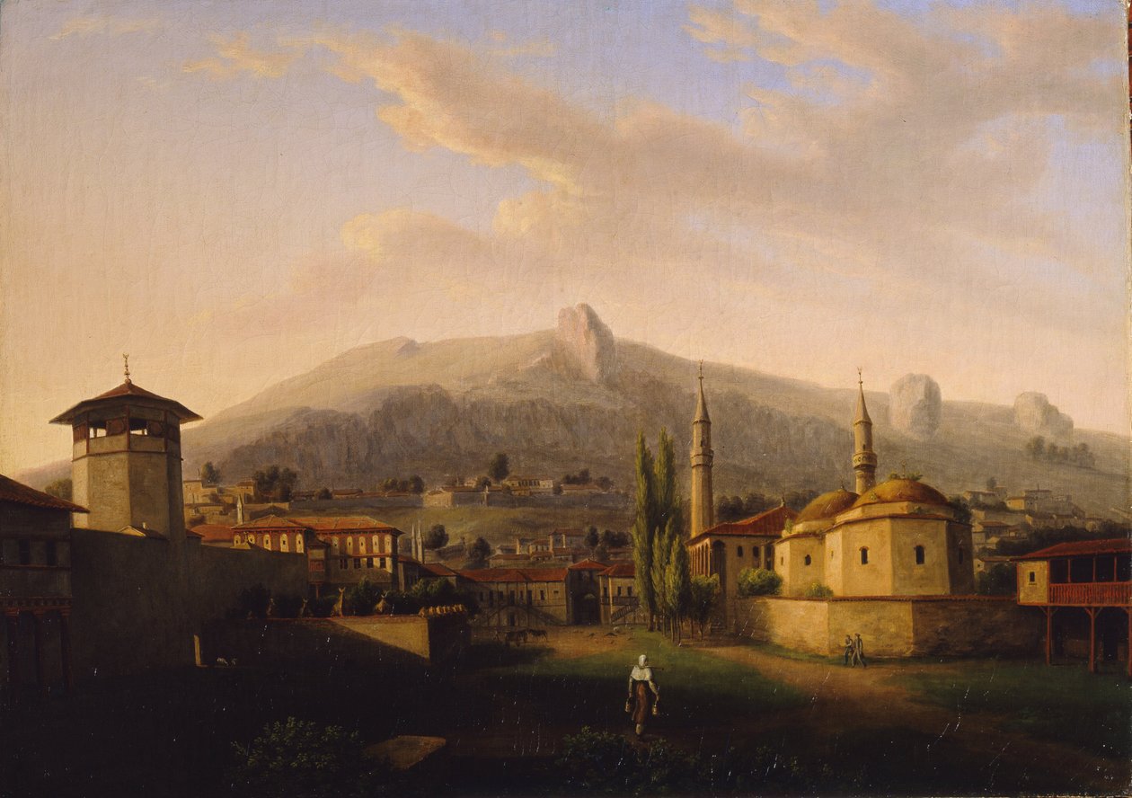 Khans palats i Bakhchisarai (Ukraina). Målning av Jacques Christoph Miville (1786-1836), olja på duk av Jacques Christophe Miville