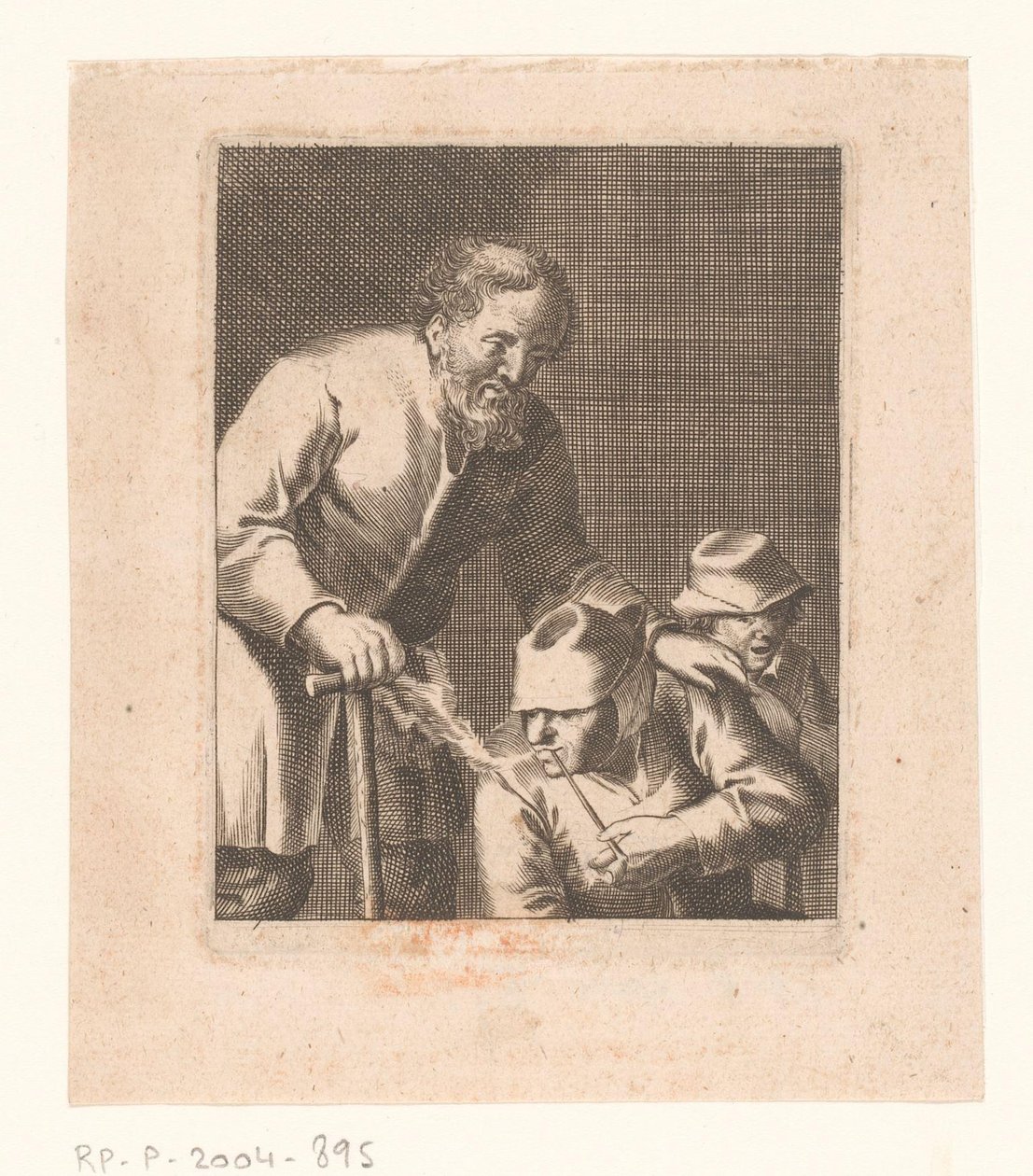 Figur med pipa som sitter mellan man och barn av Jacques Dassonville (attributed to)