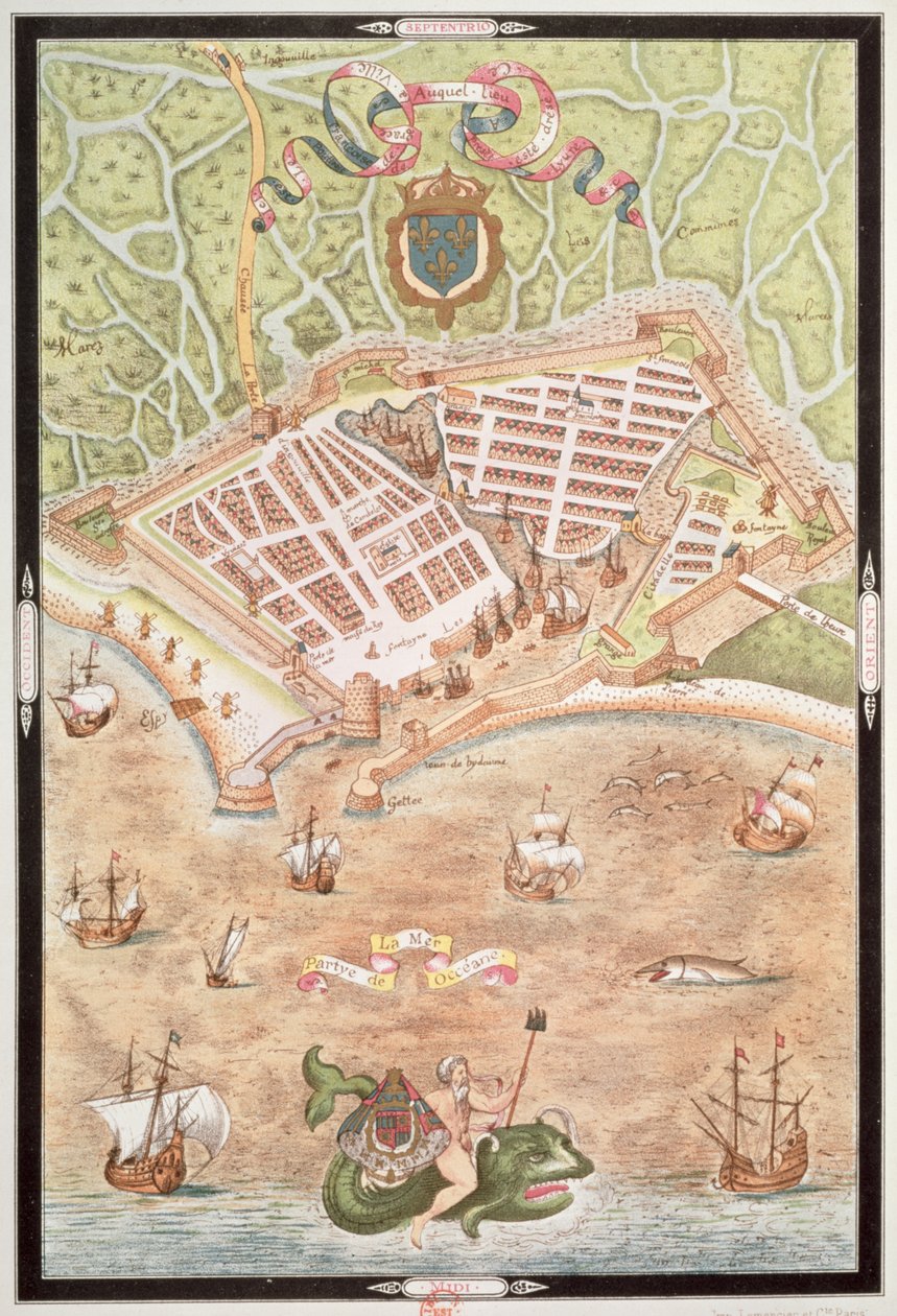Fascimil av en plan från Le Havre 1583, från 