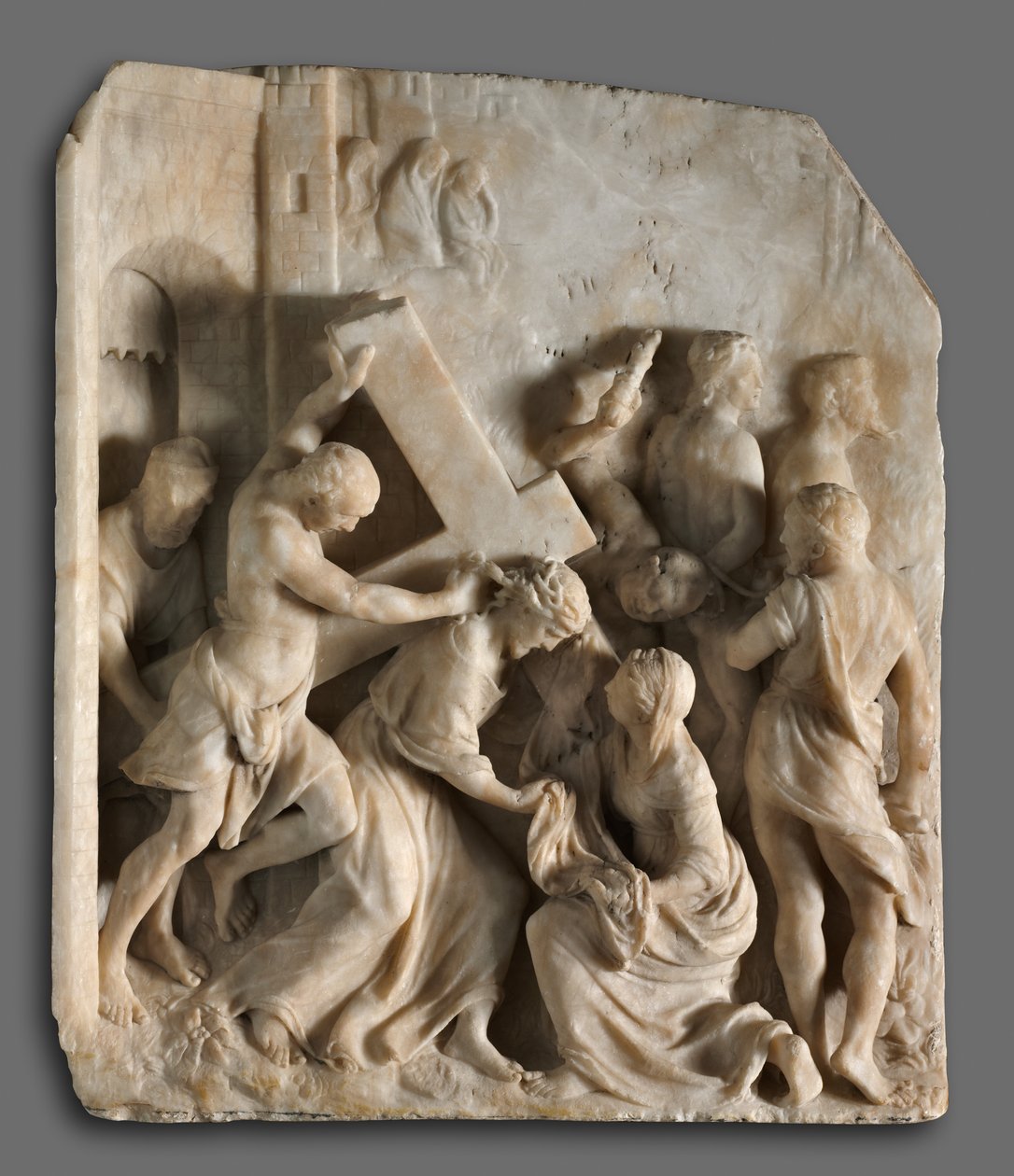 Kristus bär korset med de heliga Simon och Veronica, ca. 1545. av Jacques Dubroeucq