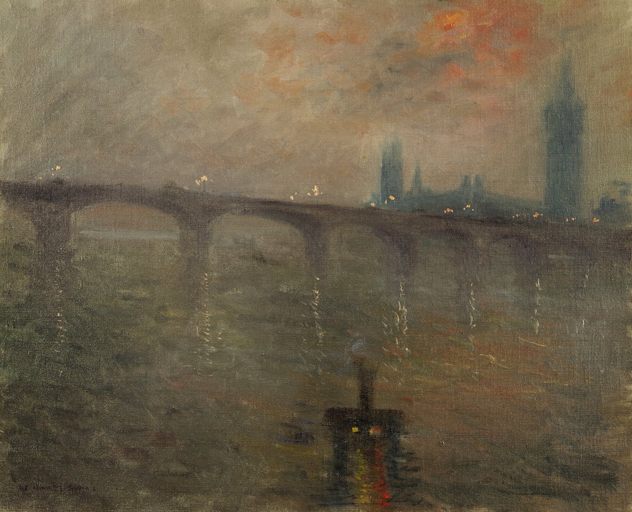 Kväll, Westminster från Waterloo Bridge av Jacques Emile Blanche