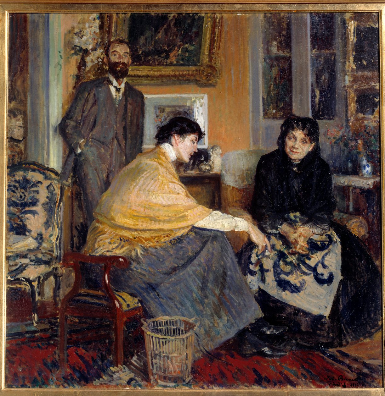 Fru Ludovic Halevy, hennes son författaren Elie Halevy (1870-1937) och Florence Halevy Målning av Jacques Emile (Jacques-Emile) Blanche (1861-1942) 1900-talets privata samling av Jacques Emile Blanche