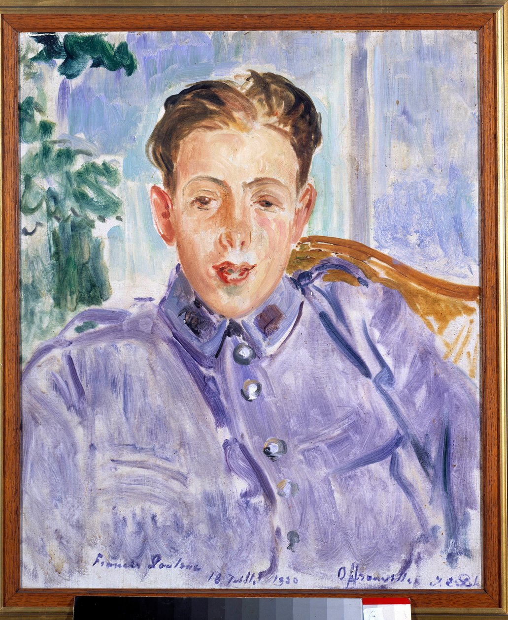 Porträtt av Francis Poulenc (1899-1963), fransk kompositör av Jacques Emile Blanche