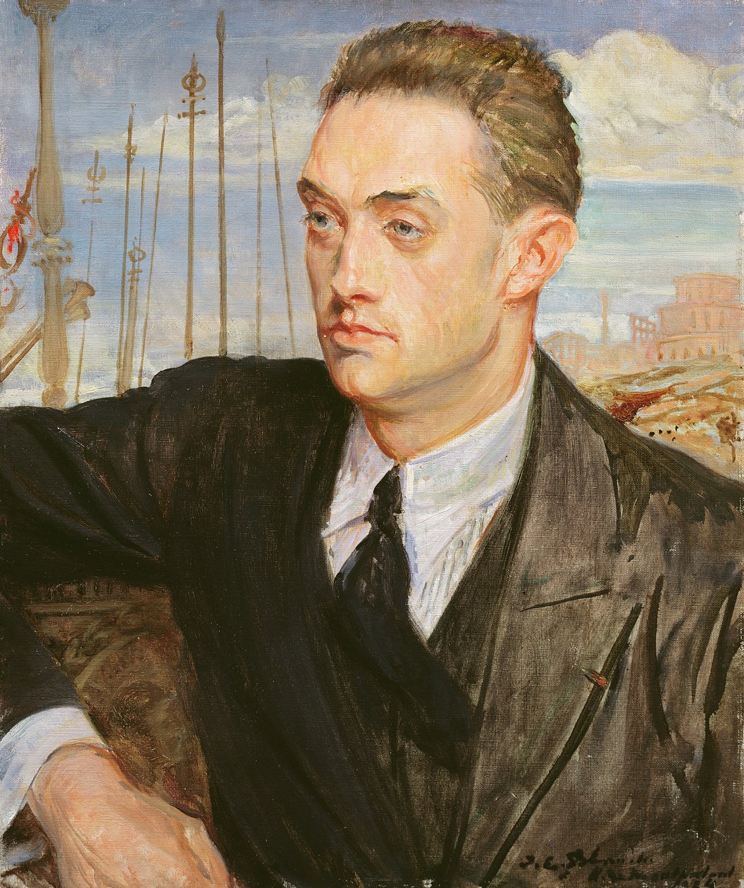 Porträtt av Henry de Montherlant (1895-1972) 1923 av Jacques Emile Blanche
