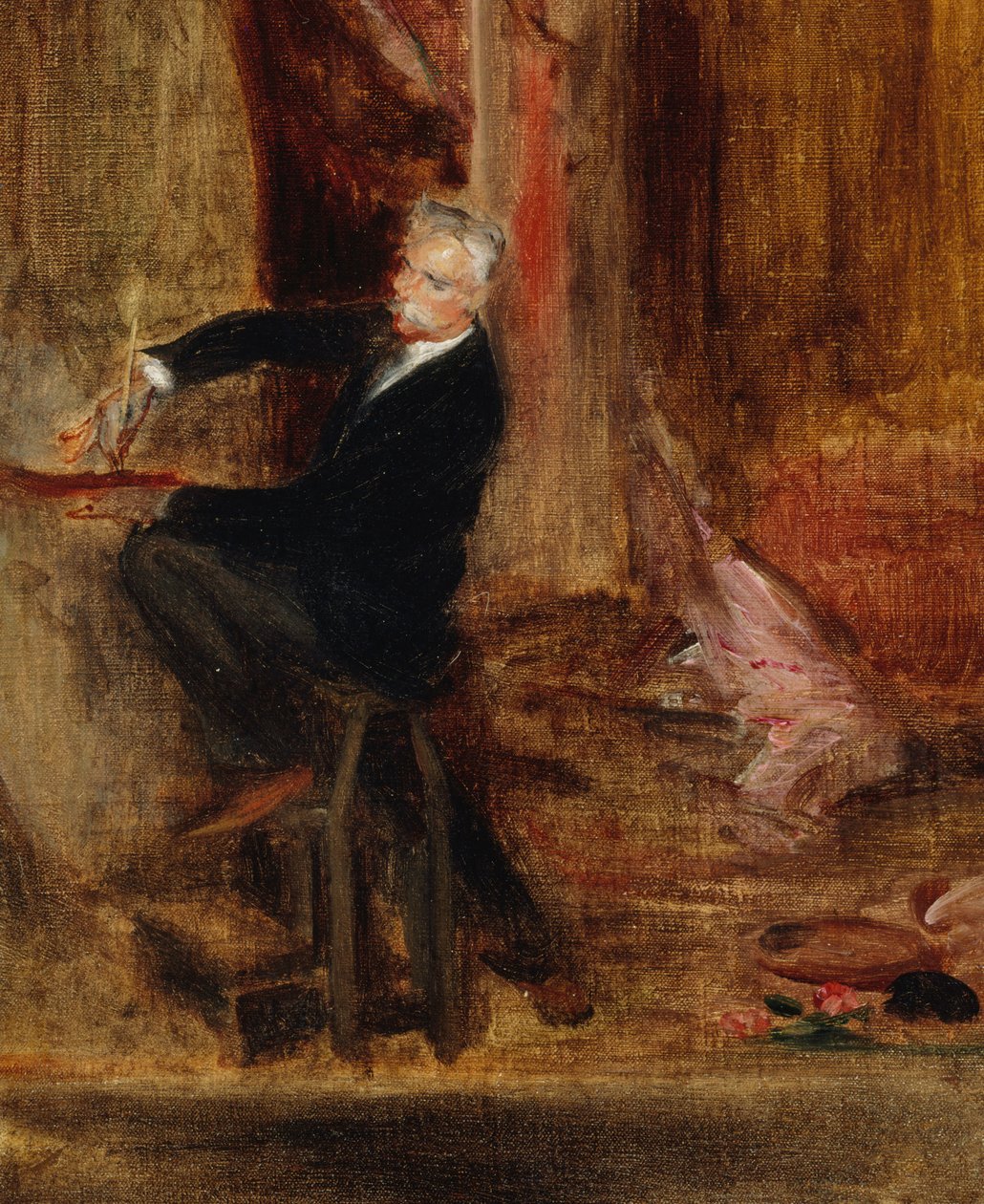 Porträtt av Jules Chéret 1836-1933 i hans studio, 1892. av Jacques Emile Blanche