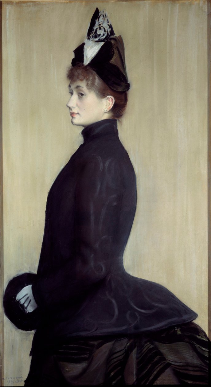 Porträtt av Madame Wallet Pastellmålning av Jacques Emile (Jacques-Emile) Blanche (1861-1942) 1887 Sön. 1,3x0,65 m Paris, musee d