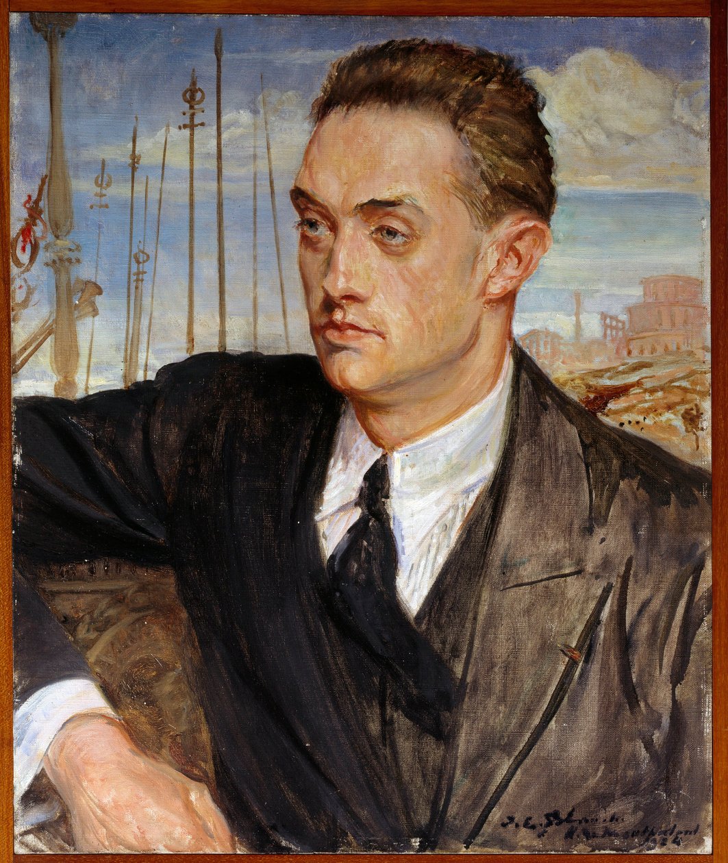 Porträtt av den franske författaren Henri de Montherlant (1896-1972) Målning av Jacques Emile (Jacques-Emile) Blanche (1861-1942) 1924 Sön. 0,54x0,45 m Rouen, musee des Beaux Arts av Jacques Emile Blanche