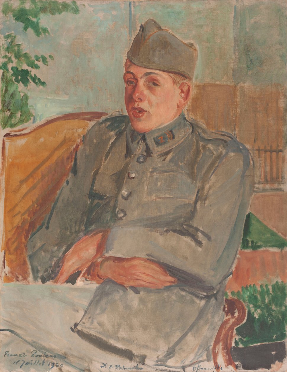 Porträtt av pianisten och kompositören Francis Poulenc 1899-1963, 1920. av Jacques Emile Blanche