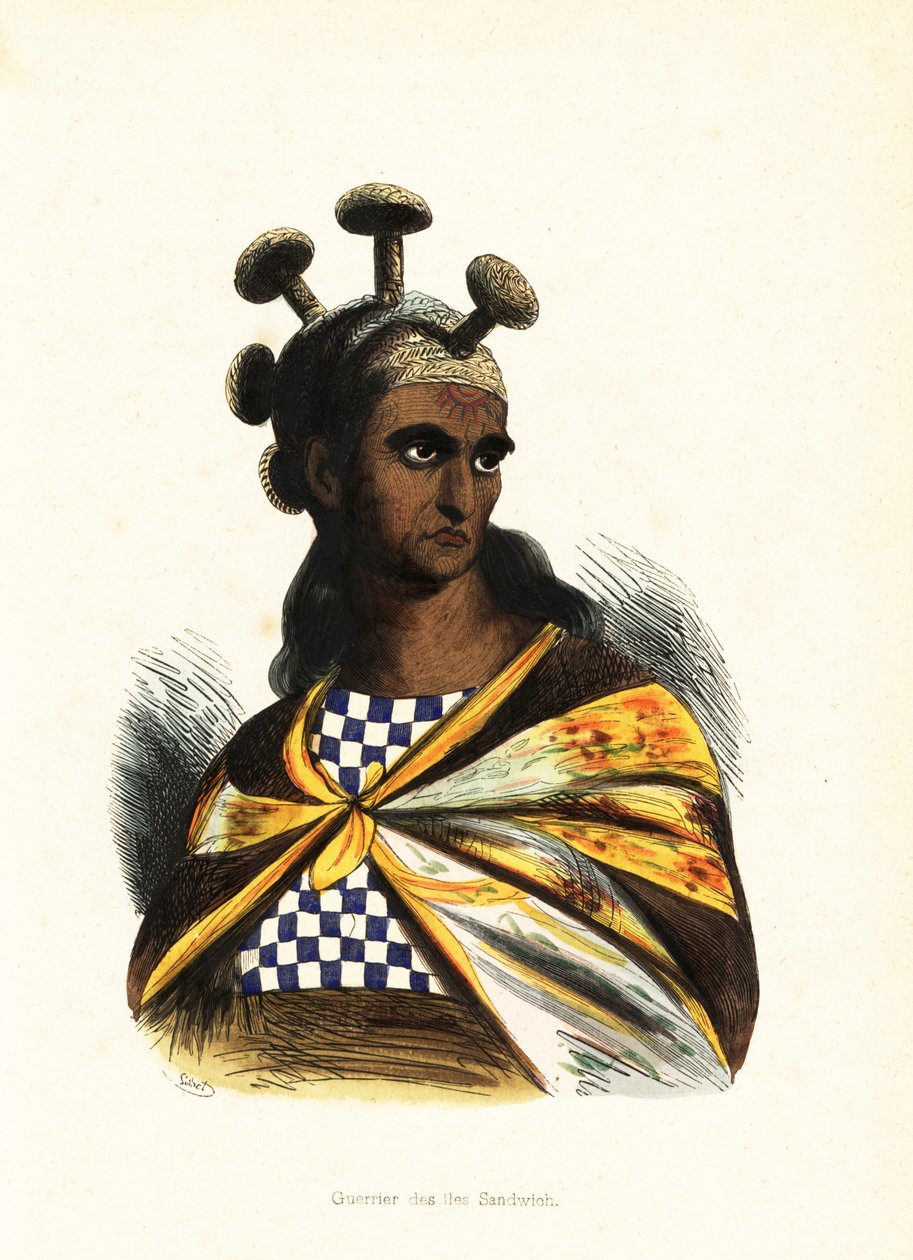 krigare från Hawaiiöarna av Jacques Etienne Victor (after) Arago
