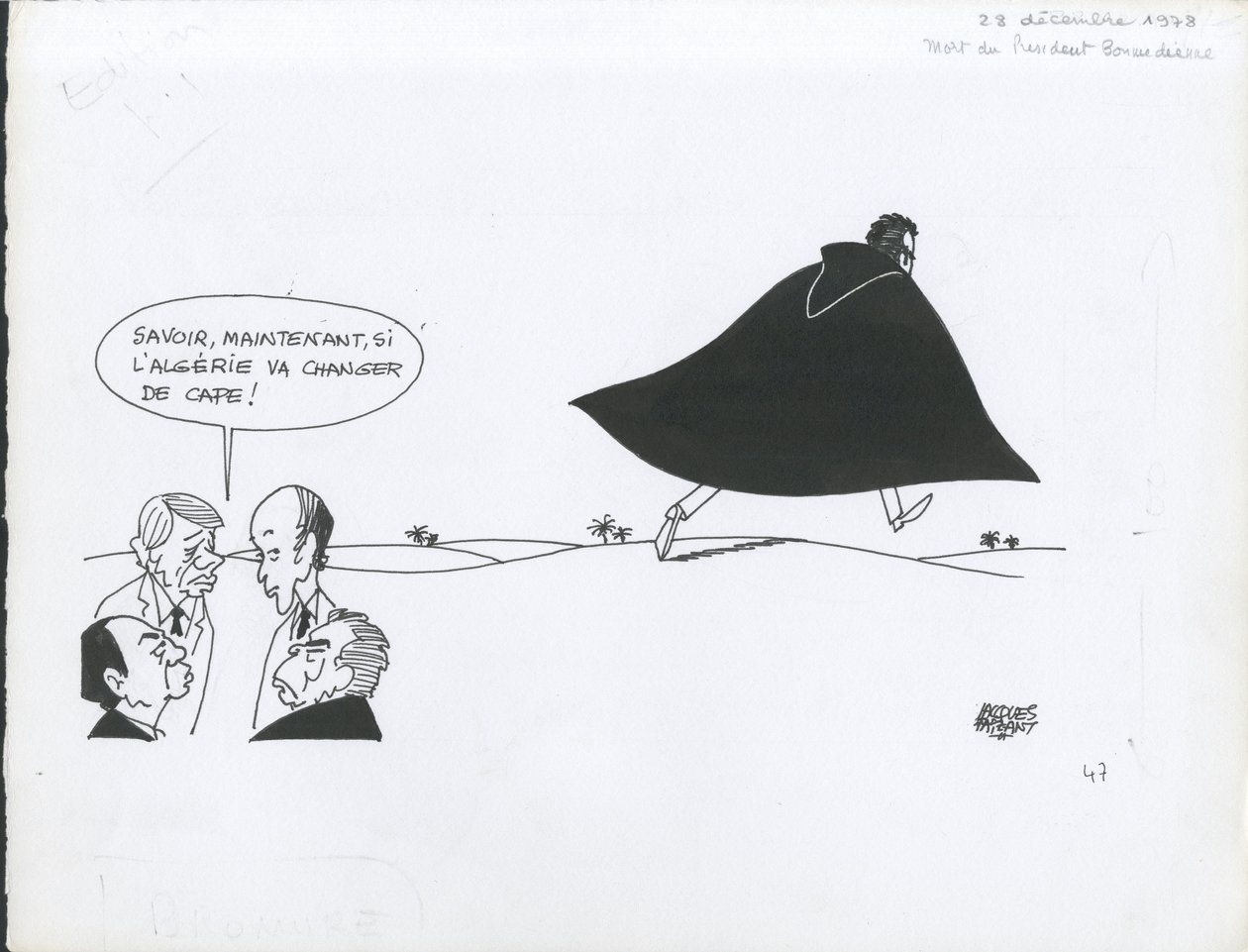 Le Figaro, satir i svartvitt av Jacques Faizant