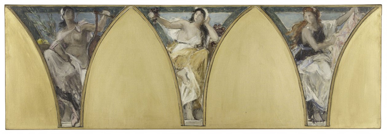 Skiss till stadshuset i Paris: Languedoc. Gascogne. Lyonnais, cirka 1888 (olja på duk) av Jacques Fernand Humbert