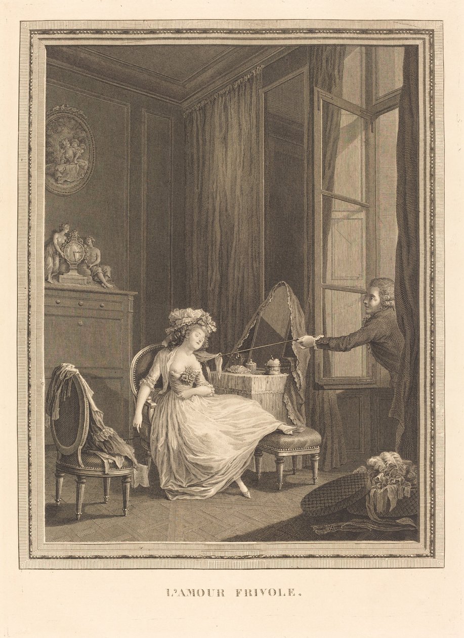 lättsinnig kärlek av Jacques Firmin Beauvarlet after Pierre Antoine Baudouin