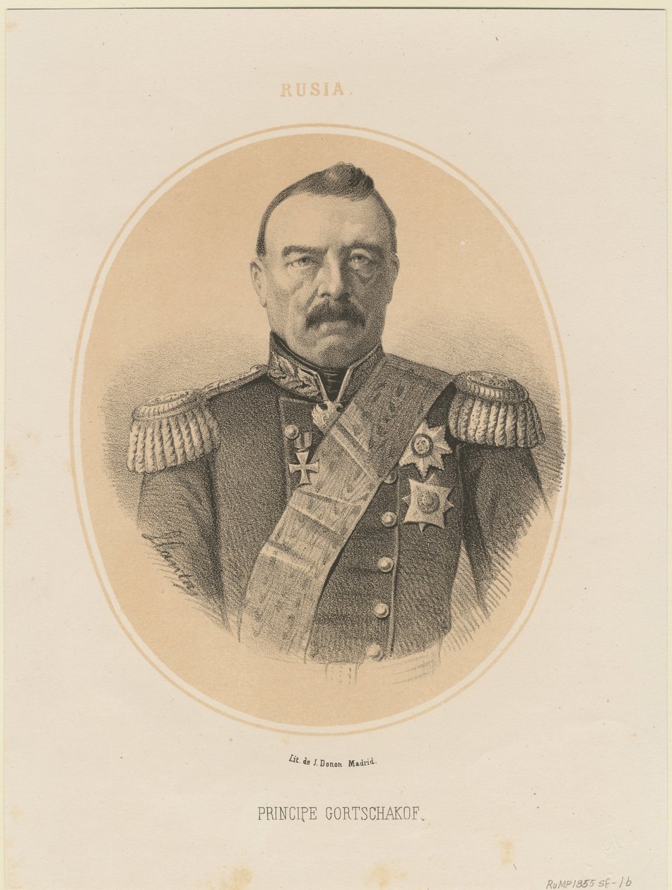 Porträtt av prins Mikhail Dmitrievich Gorchakov 1795-1861, 1865 av Jacques Francois Gauderique Llanta