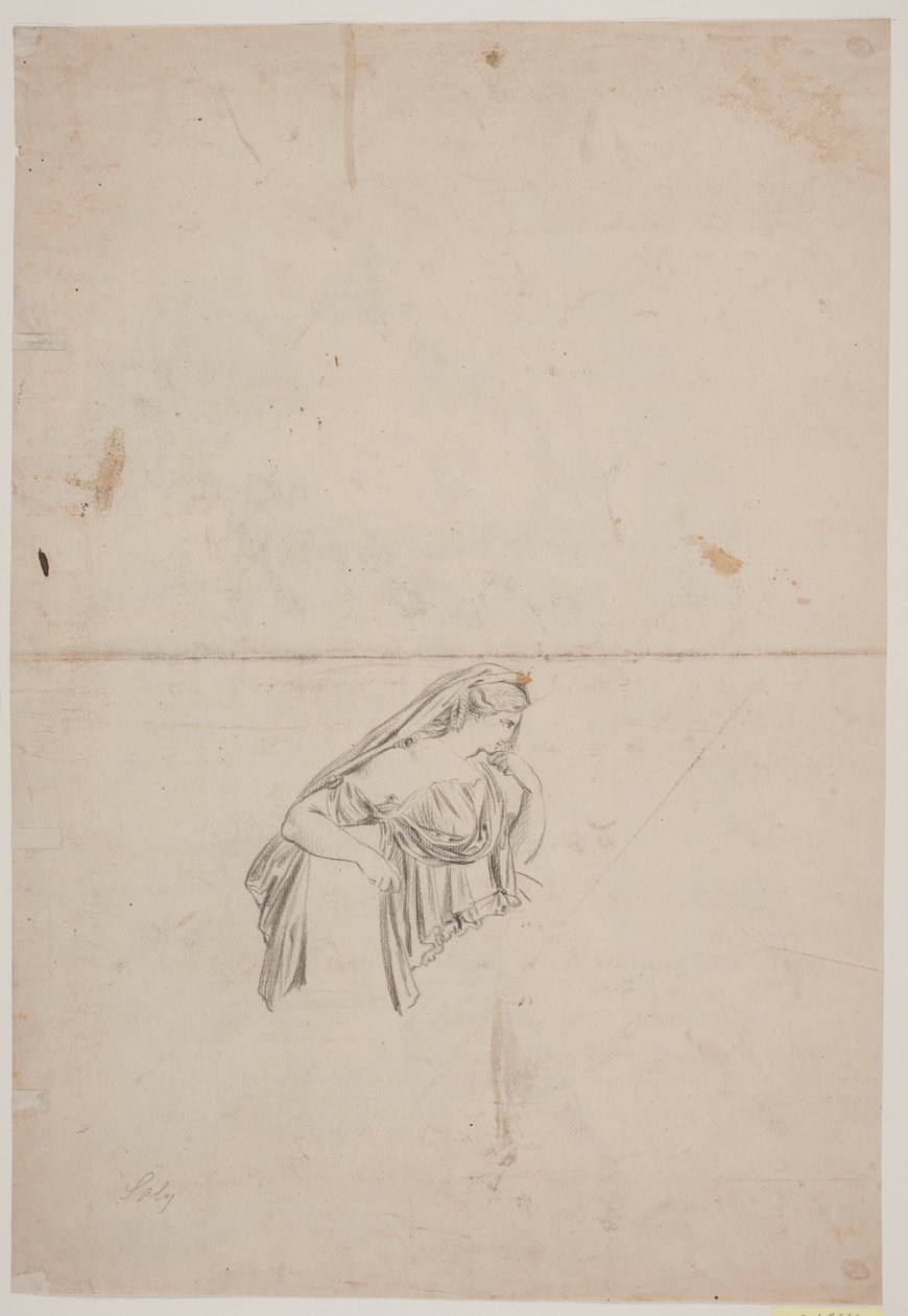 Studie för sörjande kvinnofigur av Jacques Francois Joseph Saly