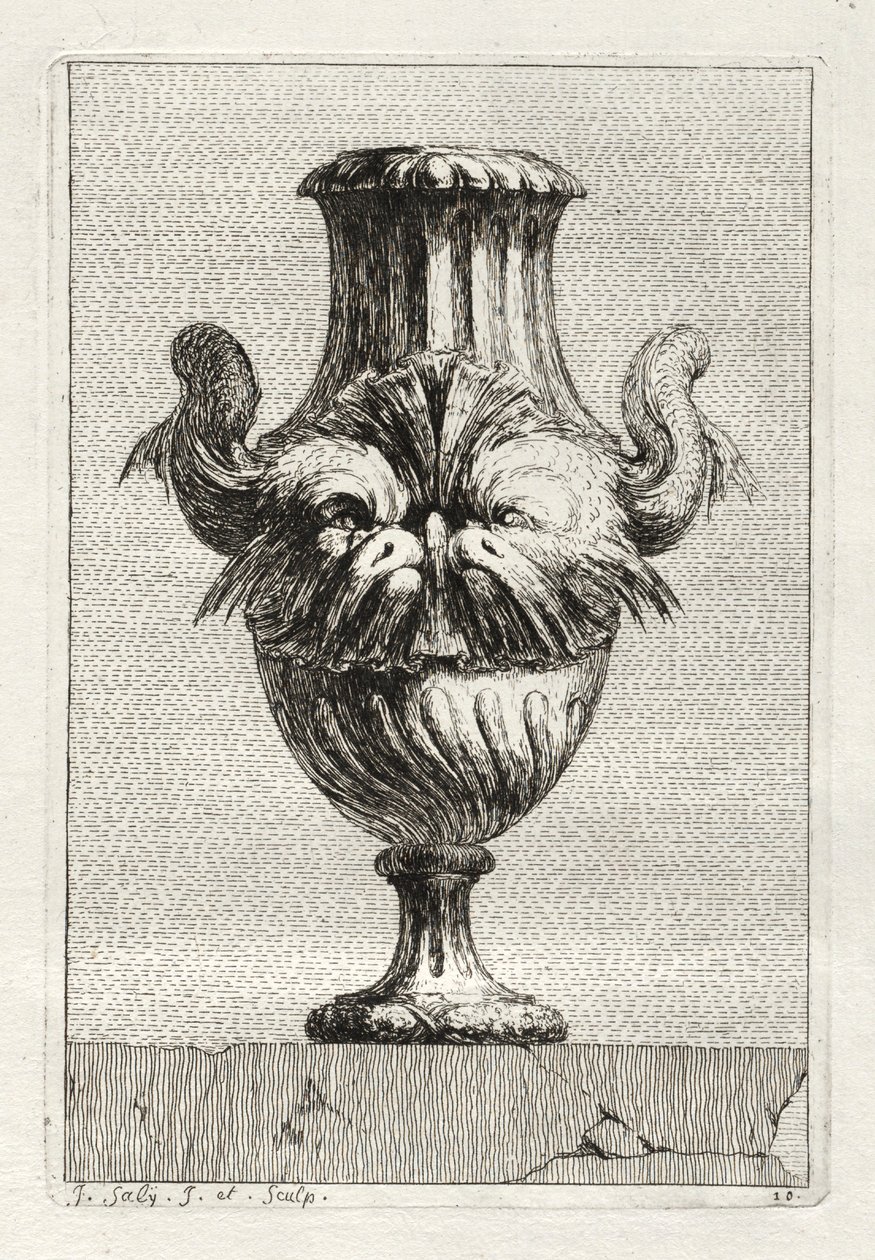 Svit med vaser: Tavla 10, 1746. av Jacques-Francois-Joseph Saly