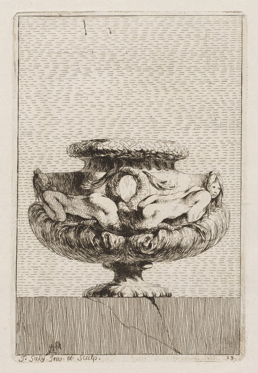 Svit med vaser: Tavla 13, 1746. av Jacques Francois Joseph Saly