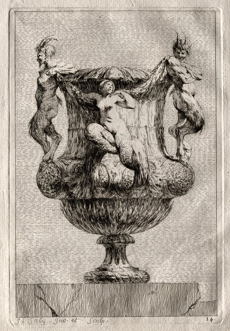 Svit med vaser: Tavla 14, 1746. av Jacques Francois Joseph Saly