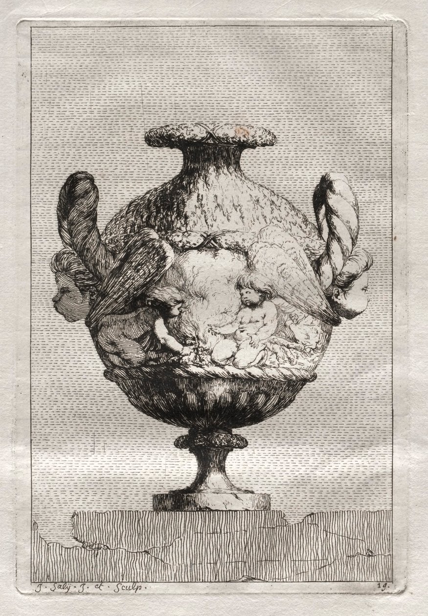 Svit med vaser: Tavla 19, 1746. av Jacques Francois Joseph Saly