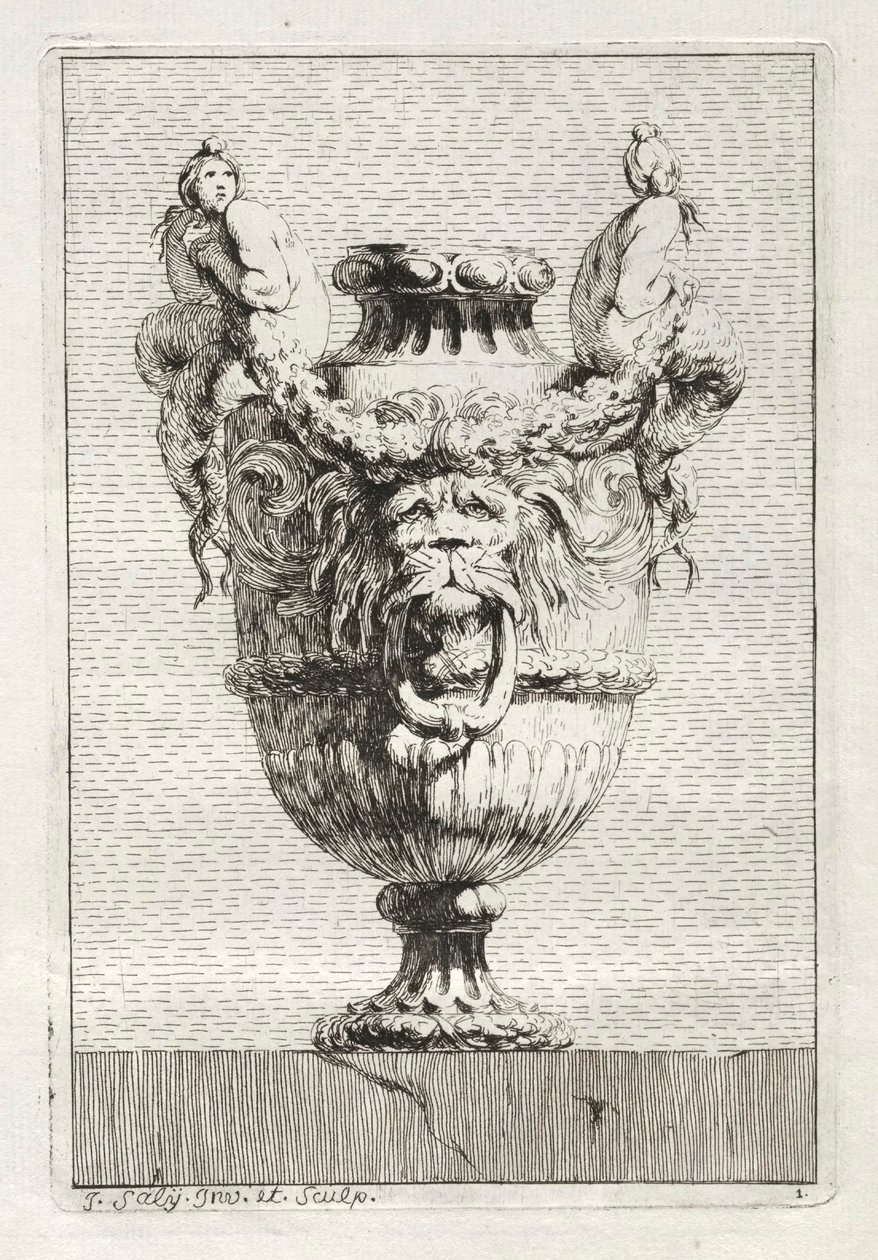 Svit med vaser: Tavla 1, 1746. av Jacques Francois Joseph Saly