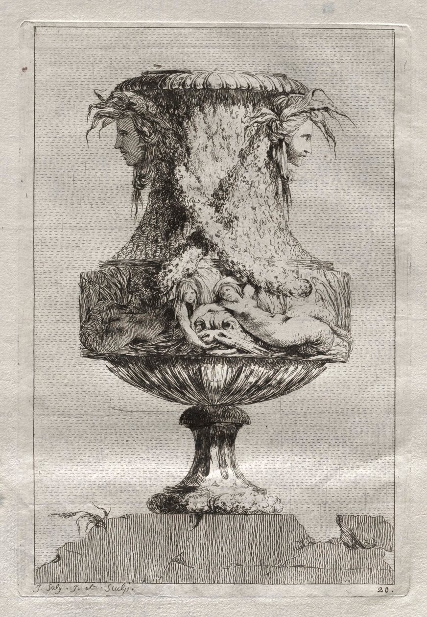 Svit med vaser: Tavla 20, 1746. av Jacques Francois Joseph Saly