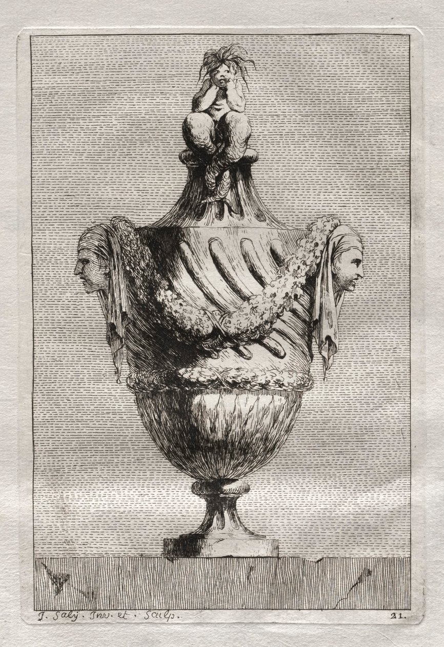Svit med vaser: Tavla 21, 1746. av Jacques Francois Joseph Saly