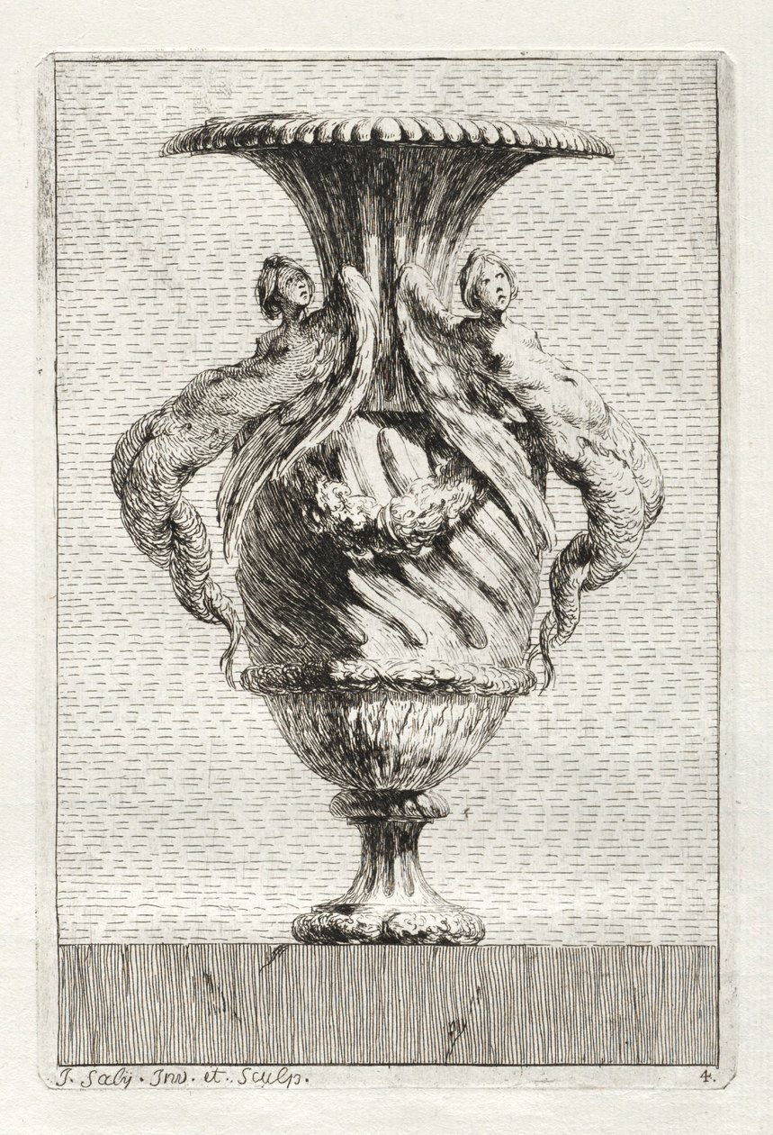 Svit med vaser: Tavla 4, 1746. av Jacques Francois Joseph Saly